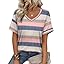 Zeagoo Womens Summer Tops Short Sleeve Casual Shirts Floral Tee Trendy 2026 Basics V Neck Plain Tshirt