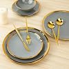 Pokini Porcelain Luxury Dinnerware Sets, Modern Plates and Bowls Sets for 4, Highly Chip and Crack Resistant, Grey and Gold Rim China Dishes Set for Wedding