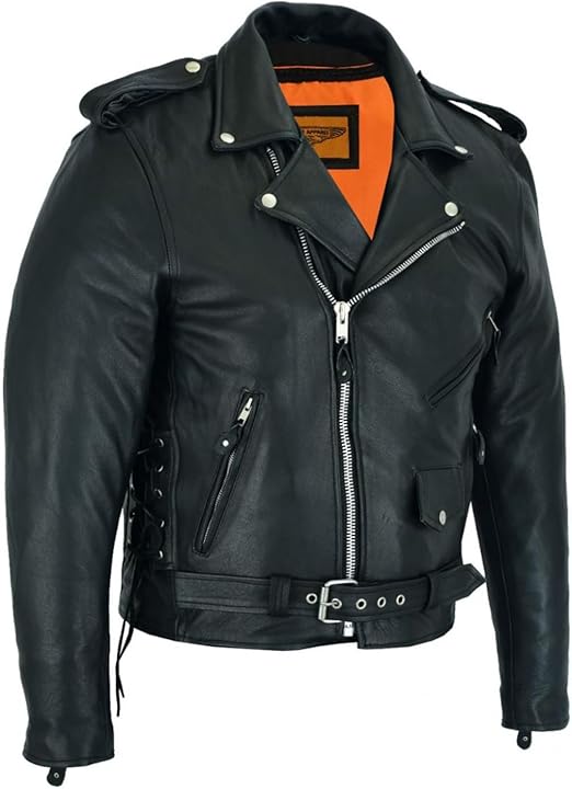 GARGOYLE BELLS Men‘s Genuine Leather Jacket Motorcycle Racer Jackets Zip-Up Biker Coat for Men with Multiple Pocket
