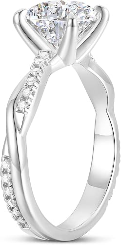 14K Gold Twisted Moissanite Ring 2CT Round Cut Moissanite Engagement Rings
