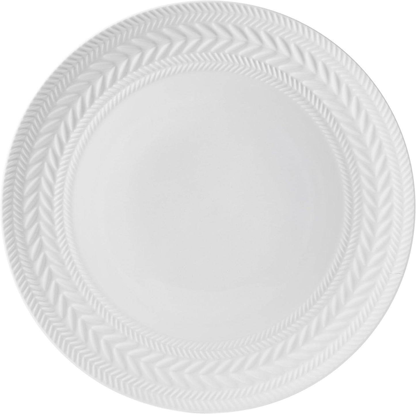 Pfaltzgraff Josephine 24-Piece Dinnerware Set, Porcelain Dish Set with Embossed Basket Weave Design, Service for 8, White Plates and Bowls Sets, Microwave...