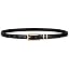 Women’s Skinny Leather Belt – Thin Waist Belt with Gold Buckle