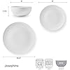 Pfaltzgraff Josephine 24-Piece Dinnerware Set, Porcelain Dish Set with Embossed Basket Weave Design, Service for 8, White Plates and Bowls Sets, Microwave...