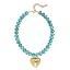Gold Heart Pendant Necklaces for Women Colorful Acrylic Resin Beaded Choker Necklace Fashion Chunky Statement Beaded Heart Necklace