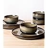 TheTerra Ceramic Dinnerware Set for 6, 18-Piece Plates and Bowls Set | Handmade Reactive Glaze Dish Set, Scratch Resistant, Oven & Microwave &.