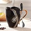 Rhinestone Coffee Mug 14 OZ Unique Water Cup for Office and Home Black | Unique Coffee Cup Pretty Ceramic Coffee Mugs with Spoon for Women