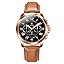 Classic Black Brown Leather Band Analog Mens Wrist Watch with Day and Date Fashion Business Waterproof Luminous Quartz Watch