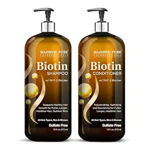 Majestic Pure Biotin Voluminizing Shampoo and Conditioner Set- 16 Fl oz each | Hair Thinning & Volumizing Shampoo for Hair Loss and Body for 72+ Hours - with DHT-3 Blocker Sulfate Free and Vegan Formula