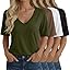 Oakgarden 4 Pack Women's Half Sleeve Shirts V Neck Tops Elbow Length Loose Fit Straight Hem T Shirts Casual Summer Tees