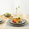 Pokini Porcelain Luxury Dinnerware Sets, Modern Plates and Bowls Sets for 4, Highly Chip and Crack Resistant, Grey and Gold Rim China Dishes Set for Wedding