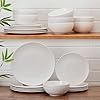 Pfaltzgraff Josephine 24-Piece Dinnerware Set, Porcelain Dish Set with Embossed Basket Weave Design, Service for 8, White Plates and Bowls Sets, Microwave...