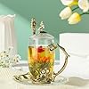 Unique Tea Cups Mother's Day Gift Enamels Flower Glass Coffee Mug with Spoon Jasmine Cups Birthday Christmas Gift for Women 12oz