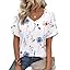 Zeagoo Button Down Shirts for Women Short Sleeve Collared Tops Dressy Casual V Neck Blouses