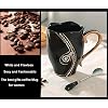 Rhinestone Coffee Mug 14 OZ Unique Water Cup for Office and Home Black | Unique Coffee Cup Pretty Ceramic Coffee Mugs with Spoon for Women