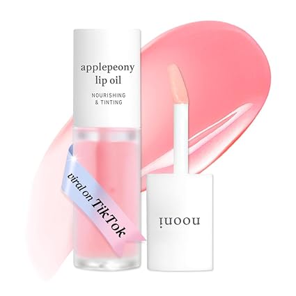 NOONI Korean Lip Oil - Applepeony | Long-Lasting, Moisturizing, Plumping, Revitalizing for Dry Lips, Waterproof, No Peel Off, Hydrating Lip Stain, Stocking Stuffers, Cute Stuff, 0.12 FL Oz