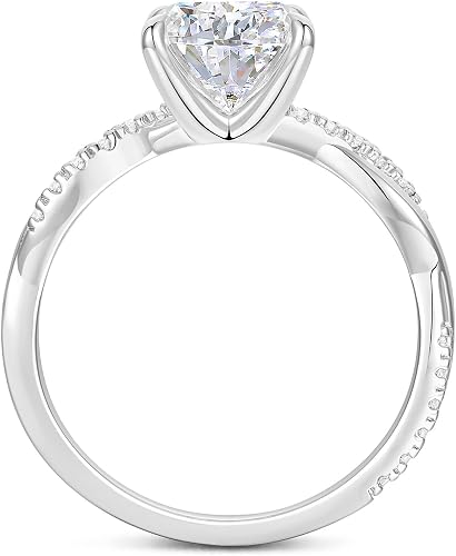14K Gold Twisted Moissanite Ring 2CT Round Cut Moissanite Engagement Rings