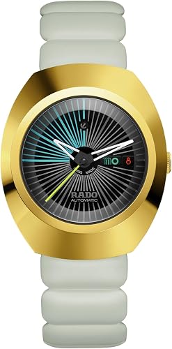 Rado Visit the Rado Store Rado - DiaStar Original Open Heart - Unisex Automatic Swiss Watch - 38mm Oval Black Dial - Grey Rubber Bracelet - R12165155