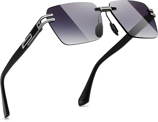 SUNGAIT Rimless Rectangle Sunglasses Square Frameless Shades for Men Women Y2K Vintage UV Protection