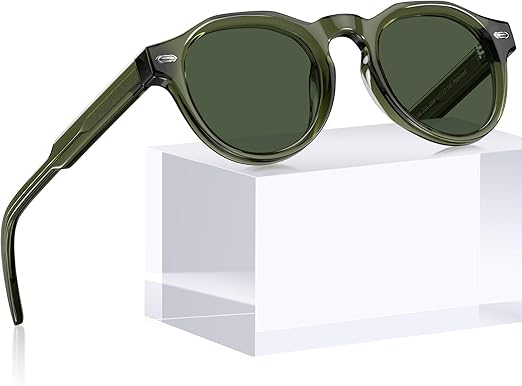 Visit the AVAWAY Store AVAWAY Small Retro Polarized UV Protection Sunglasses for Men Women | Italian Acetate Round Sun Glasses suit for Small or Medium Face