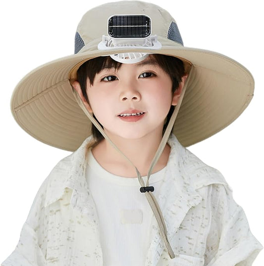 Cooling Fan Hat for Kids 3-12Years Quick Drying Solar Powered Fan Caps Sun Protective Hat Children Solar Fan Fishing Hat