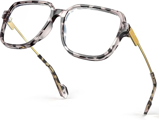 VISOONE Oversized Blue Light Blocking Glasses with Chic Square TR90 Frame and Metal Temple for Women Men Ryan