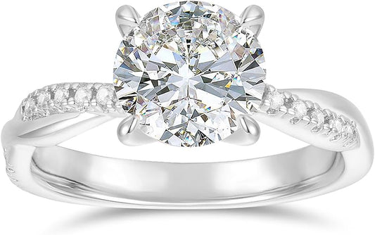 14K Gold Twisted Moissanite Ring 2CT Round Cut Moissanite Engagement Rings