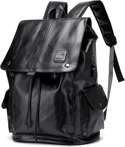 Soft Leather USB Charging Backpack – Casual Backpack for Men & Women