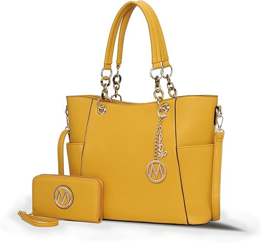 MKF Collection Tote Bag for Women, Handbag Set with Wallet-Top-Handle Bag Vegan Leather Purse by Mia K