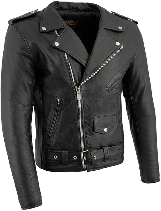Milwaukee Leather Men's Classic Police Style M/C Jacket - LKM1781 Black