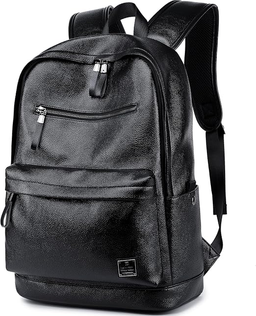 Black Leather Laptop Backpack for Men & Women – Work & Travel Backpack