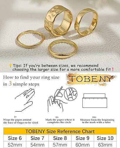 TOBENY Stackable Gold Rings for Women Non Tarnish 14K Gold Plated Chunky Stacking Thumb Ring Set Trendy Dainty Statement Promise Wedding Engagement Band Rings for Women Size 6 7 8 9 10