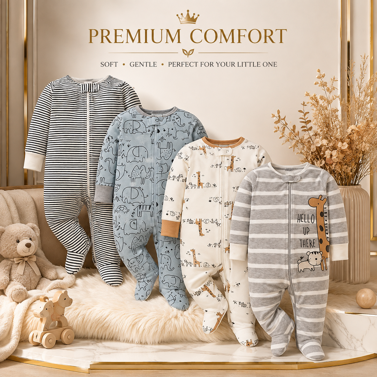 Gerber Baby Boys' 4 Pack Sleep 'N Play Footie