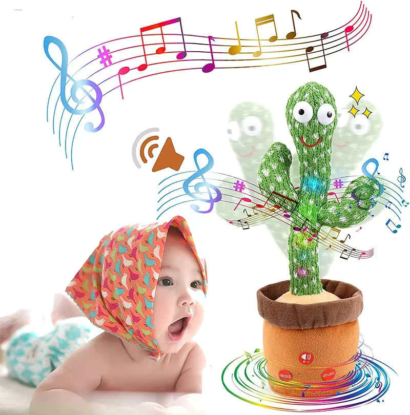 Interactive Dancing & Singing Cactus Toy with Recording & LED Lights