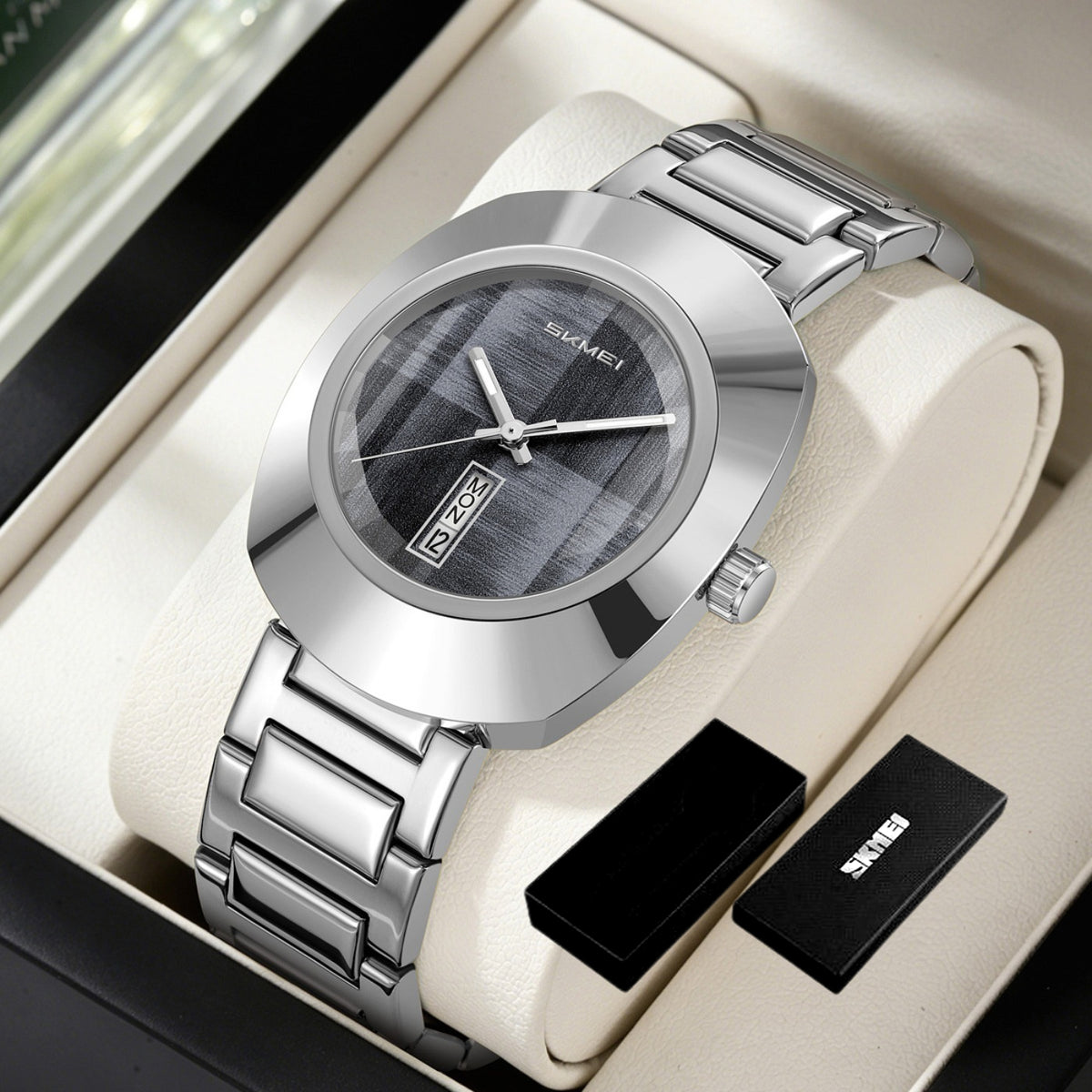 Luxury Silver Stainless Steel Quartz Watch