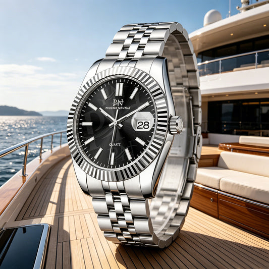 Luxury Silver Stainless Steel Quartz Watch